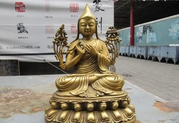 

song voge gem S0077 9"Tibet Buddhism Temp fane Brass refined Tsong-kha-pa Buddha Statue