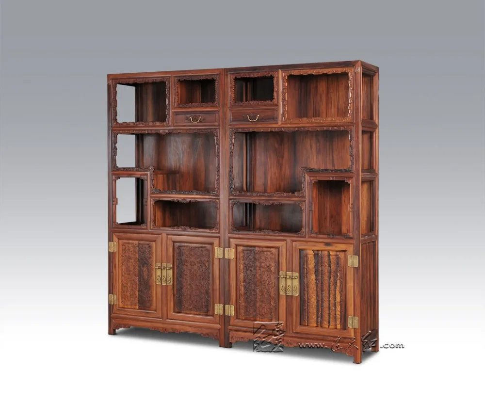 Solid Wood Storage Bookcase Living Room Office Filing Cabinets Redwood Rosewood Magazine Racks Combined Bookshelf Multi-function