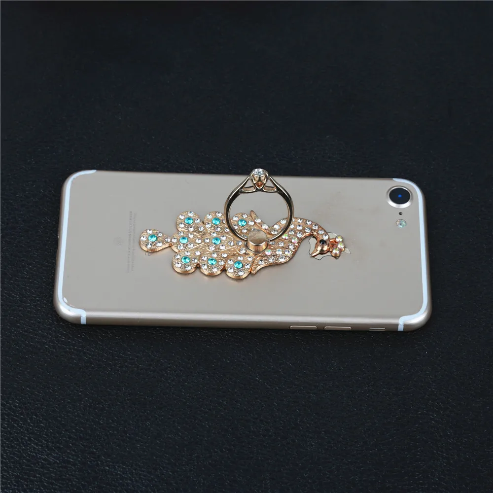 Universal Finger Ring Stand Bracket Buckle Rhinestone Peacock Mobile Phone Holder for iPhone 7 Samsung Galaxy S7 edge Support