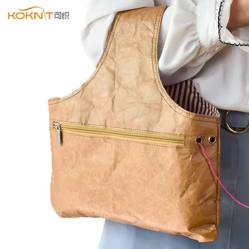 

KOKNIT Knitting Yarn Storage Bag Portable Yarn Holder Tote for Travel Eco-friendly Waterproof Paper Crochet Storage Easily Fold