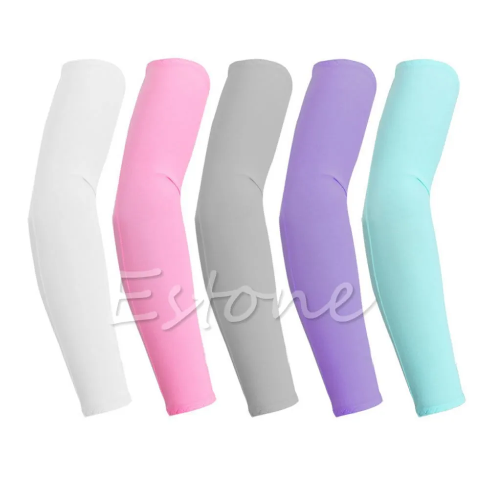 

2018 Summer Men's Women's Sun UV Protection Arm Sleeves For Sun Protection Soft Elastic Cool Warmer Cover Protector 6 Color 2pcs