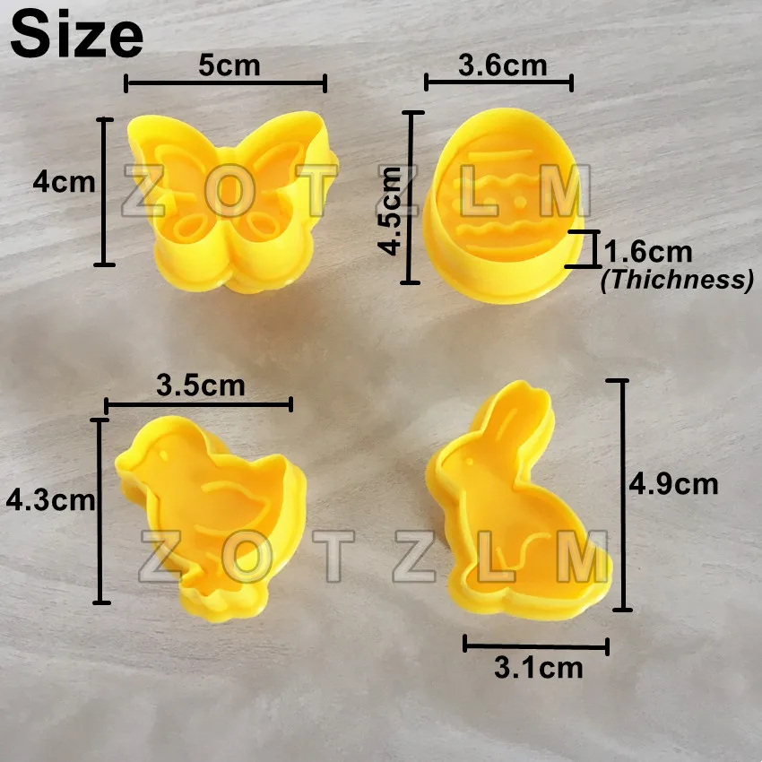4 шт./компл. пасхальные бонусные пластиковые формочки для печенья 3D пасхальное