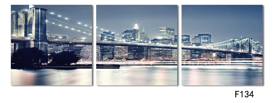

Give away sticker 3 Panel Modern pringting canva Hongkong Tsing Ma Bridge modern city hot home decor with no frame poster F134