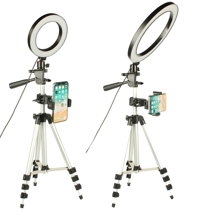 En Ligne LED anneau lumière caméra photographie annulaire lampe Studio Ringlight pour Youtube maquillage téléphone Selfie avec trépied clip support de téléphone