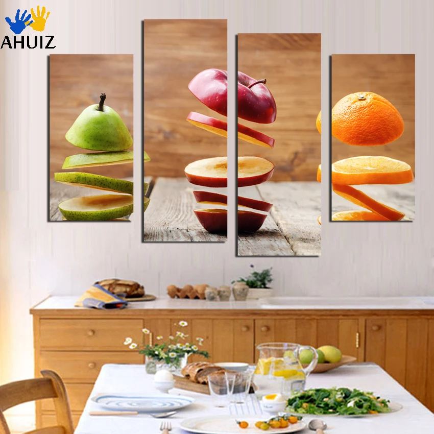 Unframed 4 Panels Canvas Wall Art Fruit Painting For Home Kitchen