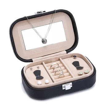 

Mini Jewelry Organizer box PU leather jewelry box princess dressing birthday gift Earring & Ring collection Box