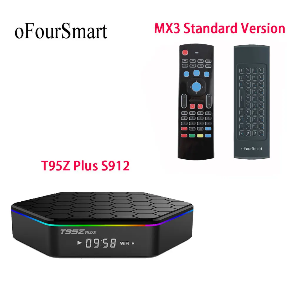T95Z Plus Amlogic S912 Восьмиядерный ТВ бокс Andorid 7 1 2 4G/5G WiFi BT4.0 4K медиаплеер с MX3 Air Mouse лучше