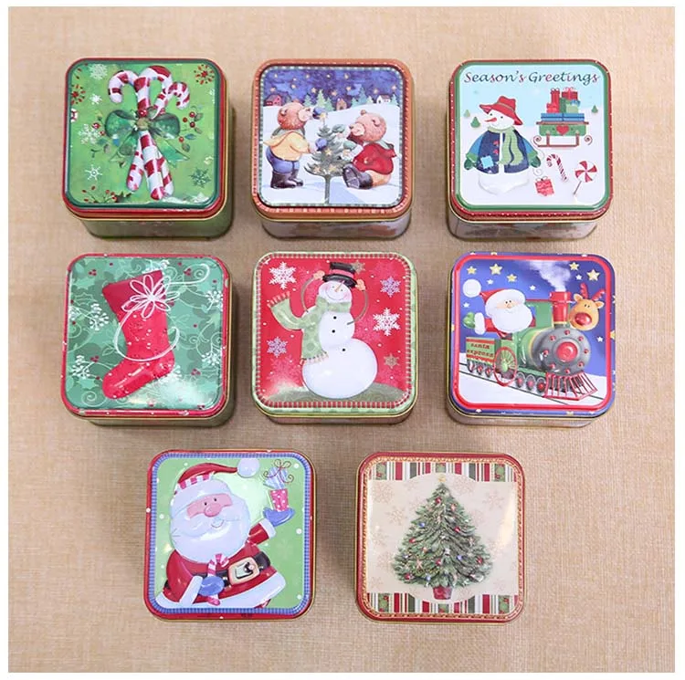 

Mini Square Tin Box Sealed Jar Small Storage Cans Baroque for Kid Packing Xmas Candy Box Christmas Coin Gift Box 1pc