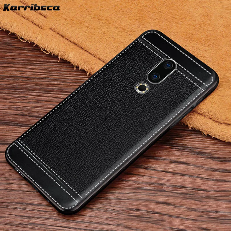 

Litchi silicone case for Meizu 16 M882Q funda lychee leather matte soft tpu cover for meizu 16th case etui kryty tok husa