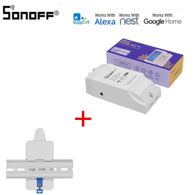 Интеллектуальный выключатель света Sonoff Pow R2 16A Интеллектуальный переключатель Wi-Fi с более высокой контроль точности энергии Применение интеллектное устройство передачи энергии измерительный работает с Google Home