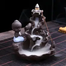 Китайский дракон Лотоса Маленький монах водопад ладан горелка Керамическая ладан держатель с 10 конусов Бесплатный подарок Porte Encens домашний ценер