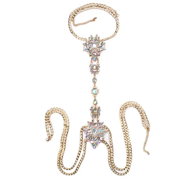 Gold Body Jewelry Maxi Luxury Sexy Flower Design Handmade Chain Long