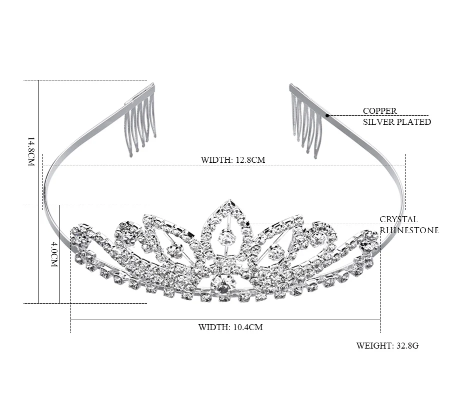 Женские свадебные аксессуары для волос серебряного цвета, ювелирная диадема, корона, диадема, блестящие белые Кристальные резинки для волос, украшения