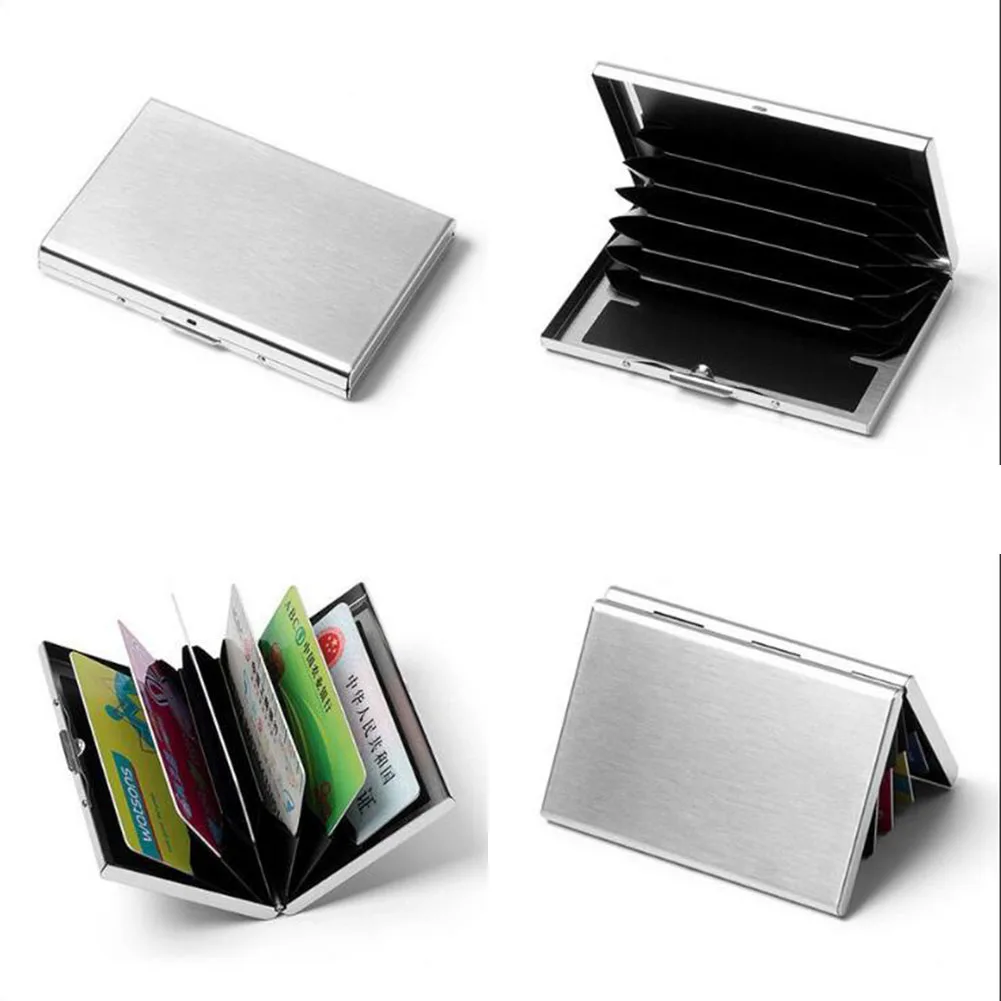 Unisex Card Holder Stainless Steel Silver Aluminium Credit Card Case