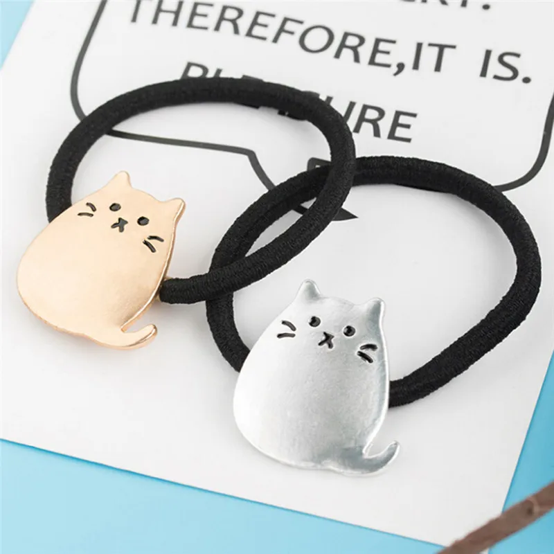

1 PC Cute Cartoon Alloy Totoro Tied Hair Elastic Hair Accessories Headwear Gold Pendant Women Fashion Hair Bands 2.6 Cm*2.9 Cm