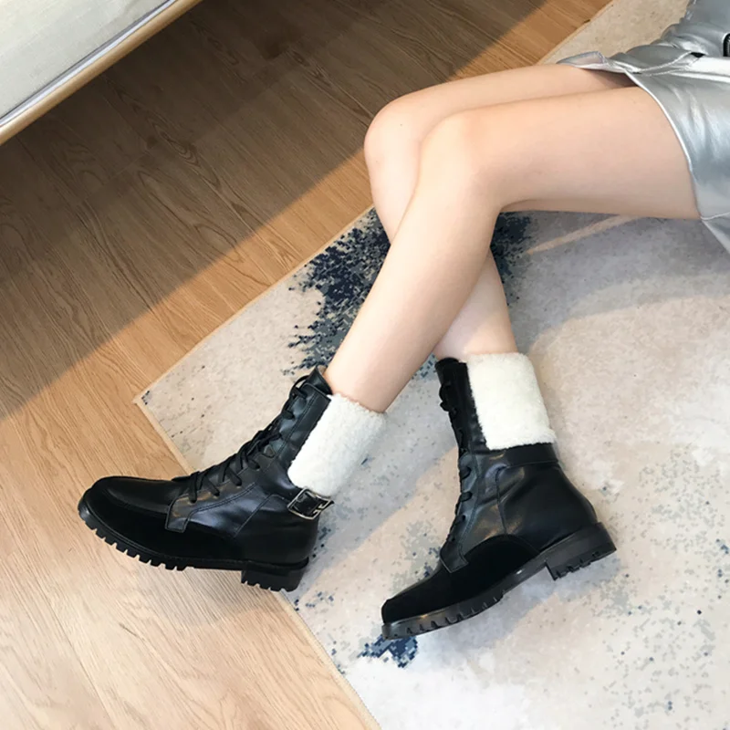 

high quality real cowskin leather women snow boots fur warm wool boots women boots winter snow boots big size 34-40 antiskid