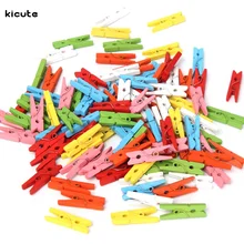 Шт. 100 шт. отличное качество мм 25 мм Мини Цвет Деревянные клипсы аксессуары бумага фото Весна зажимы для карточки для записок офисные поставки