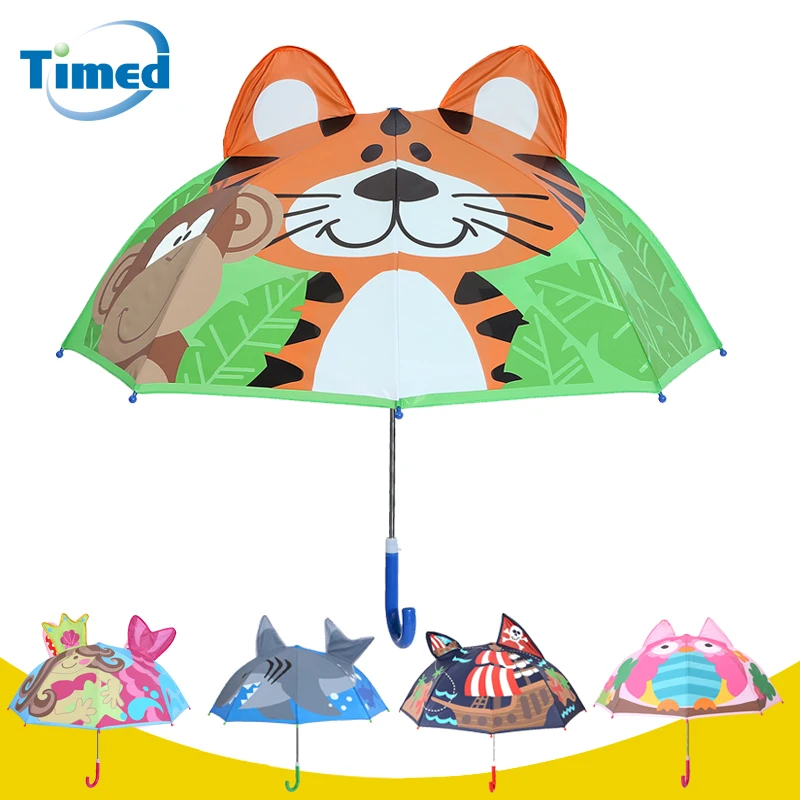 New Design 3D Animals Pattern Children Umbrellas Cartoon Long handle