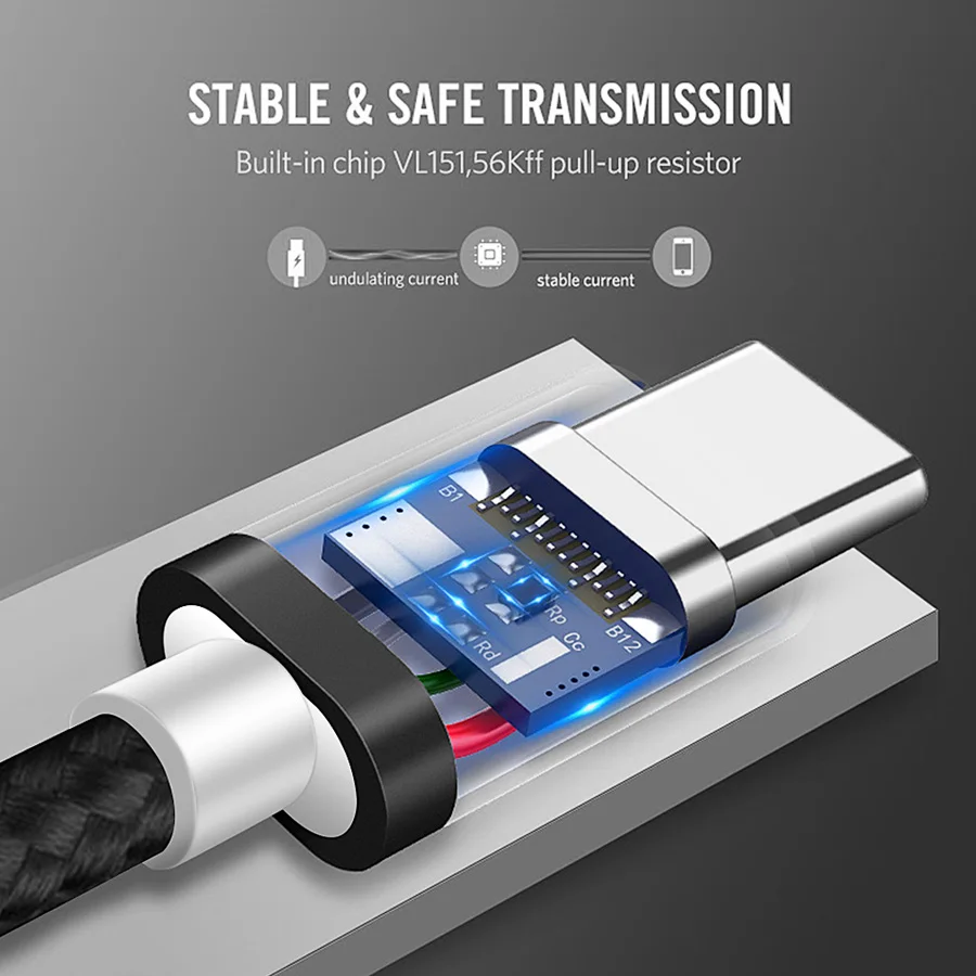 

CBAOOO USB Type C Cable For Samsung S10 S9 S8 A50 Xiaomi Redmi Note 7 Fast Charging USB-C Charger Mobile Phone USBC Type-C Cable