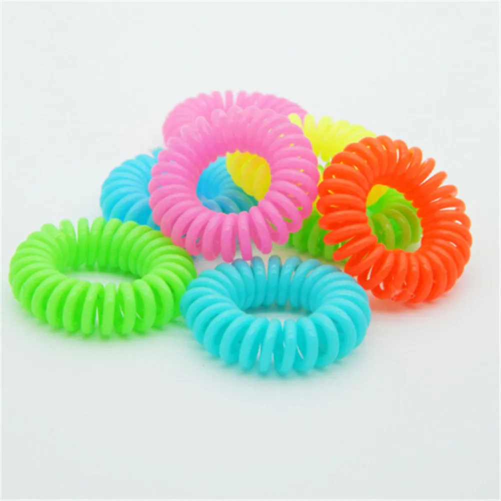 10PCS Clear Telephone Wire Elastic Hair Bands Plastic Spring Gum For