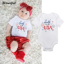 Лидер продаж хлопок новорожденных Корректирующие боди для женщин Сделано в США с буквенным принтом модная одежда маленьких мальчиков и девоч