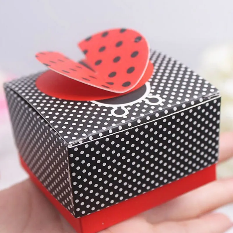 12 шт. коробки для конфет Божья коровка Стиль Baby Shower Дети День рождения Сувениры
