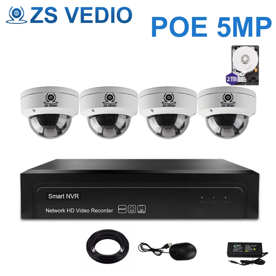 ZSVEDIO 4ch 5.0MP POE Комплект H.265 + Системы комплект CCTV 8ch NVR IP Камера Крытый ИК Ночное