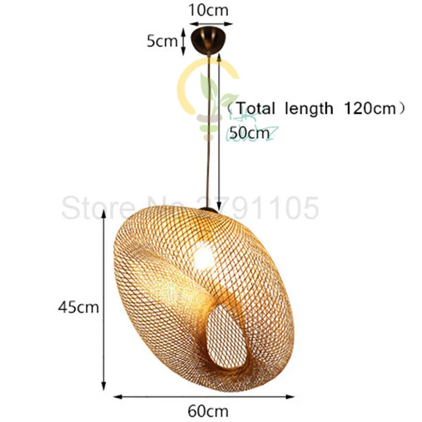 Диаметр 60 см оригинальность ротанга искусство ручной работы бамбуковое плетение особой формы подвесные светильники ресторан кофе подвесной светильник