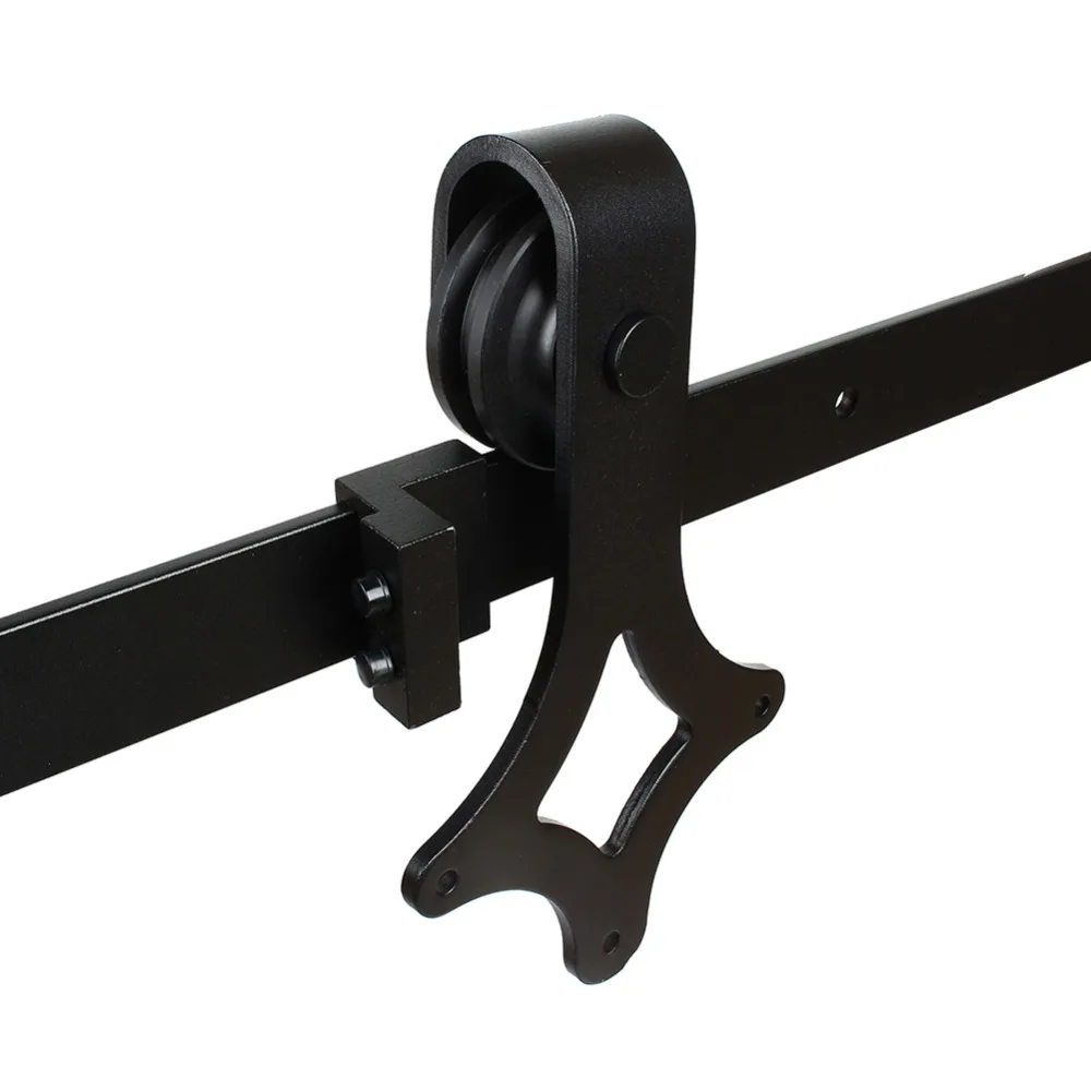 

6ft Length Max Loading 120Kg Wood Door Slide Rail System Hardware Set Steel Antique Track Tool for Bathroom Larger Room etc