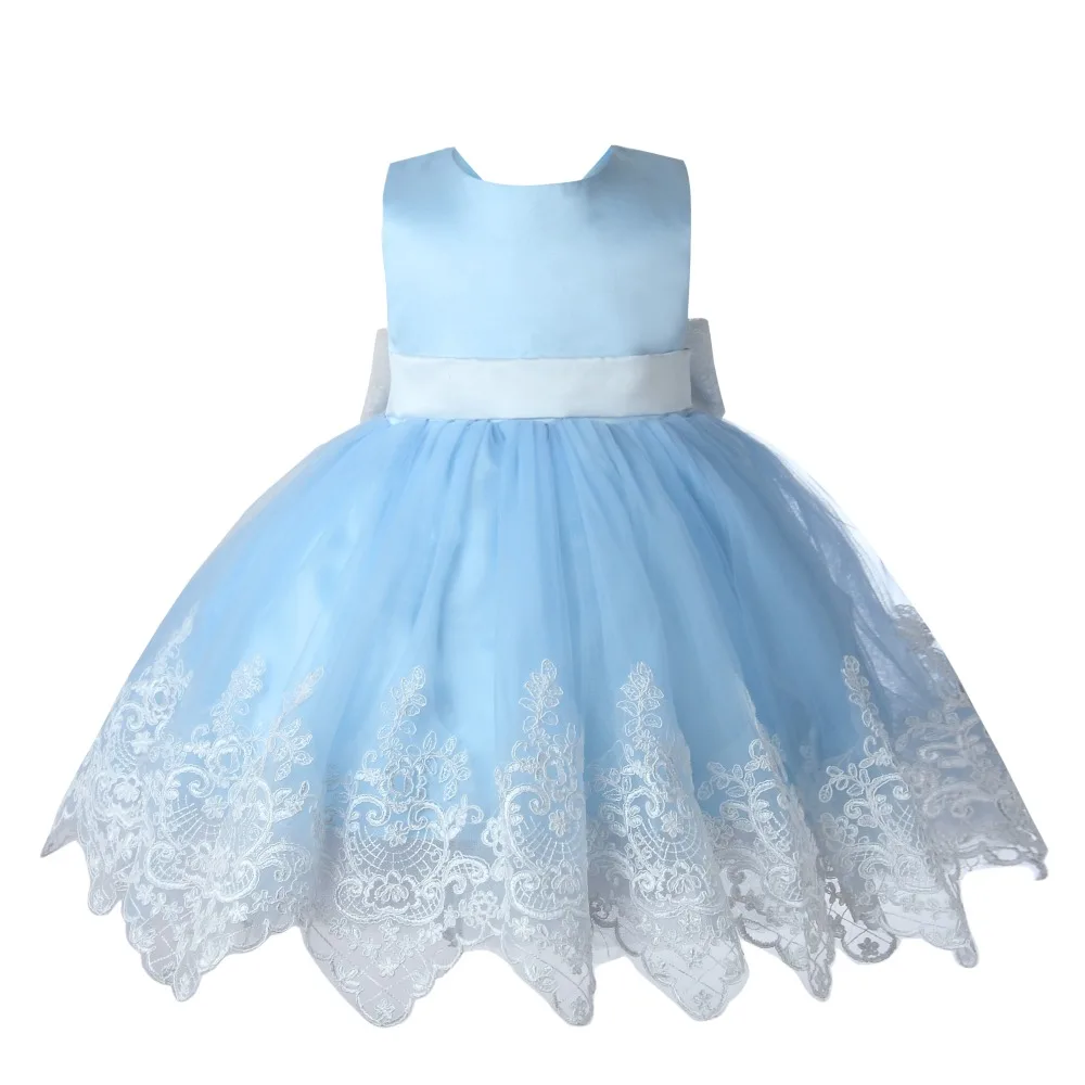 Baby Summer Dress Lace Bow Flower Christening Gown Baptism Clothes Newborn 1 Year Birthday Princess Infant Party Wedding Costume