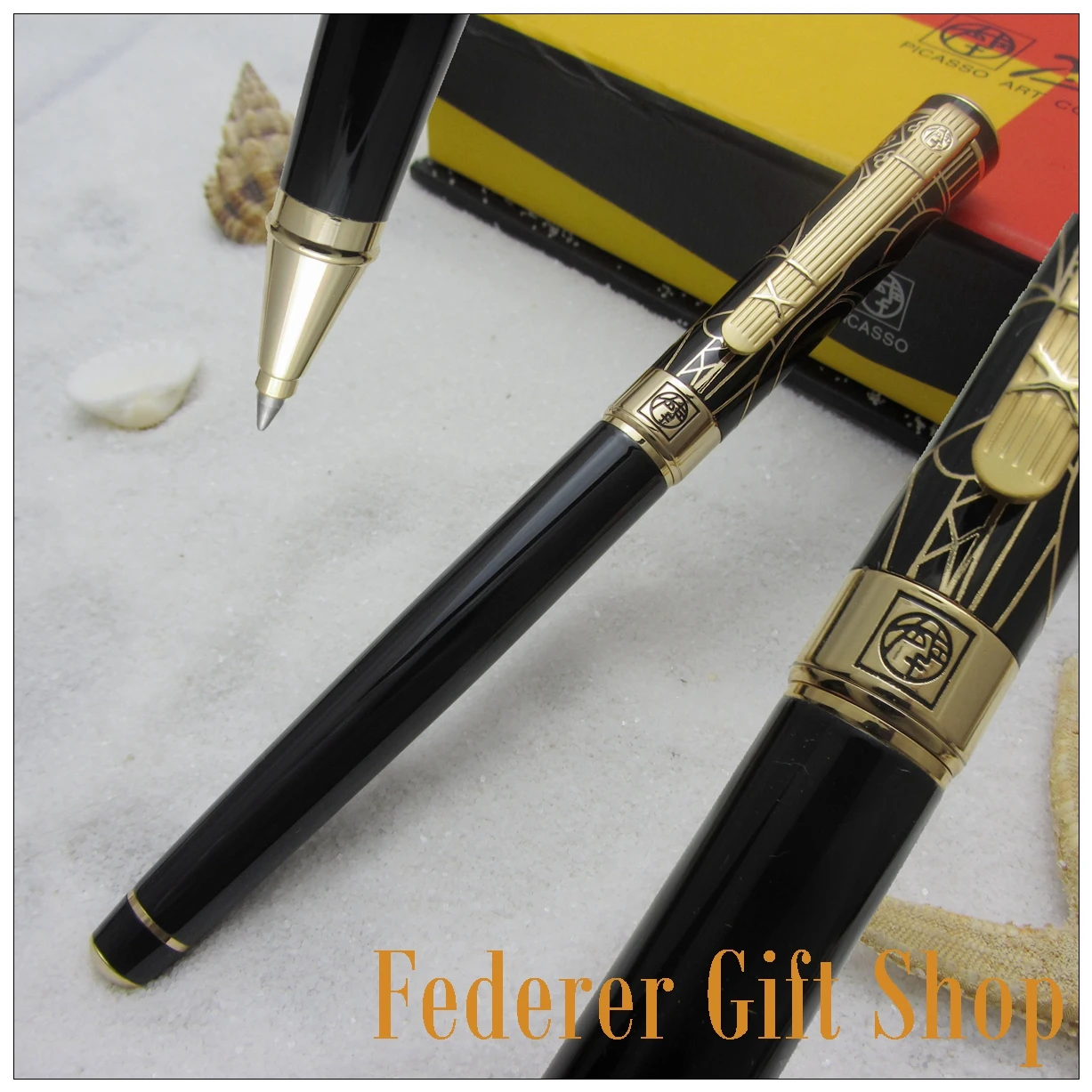 Caixa de Metal Presente do Negócio de Luxo Picasso Real P902 Série Cavalheiro Ágata Vermelha Caneta Roller Ball Caneta Esferográfica Caneta 12 High Quality ballpoint pen