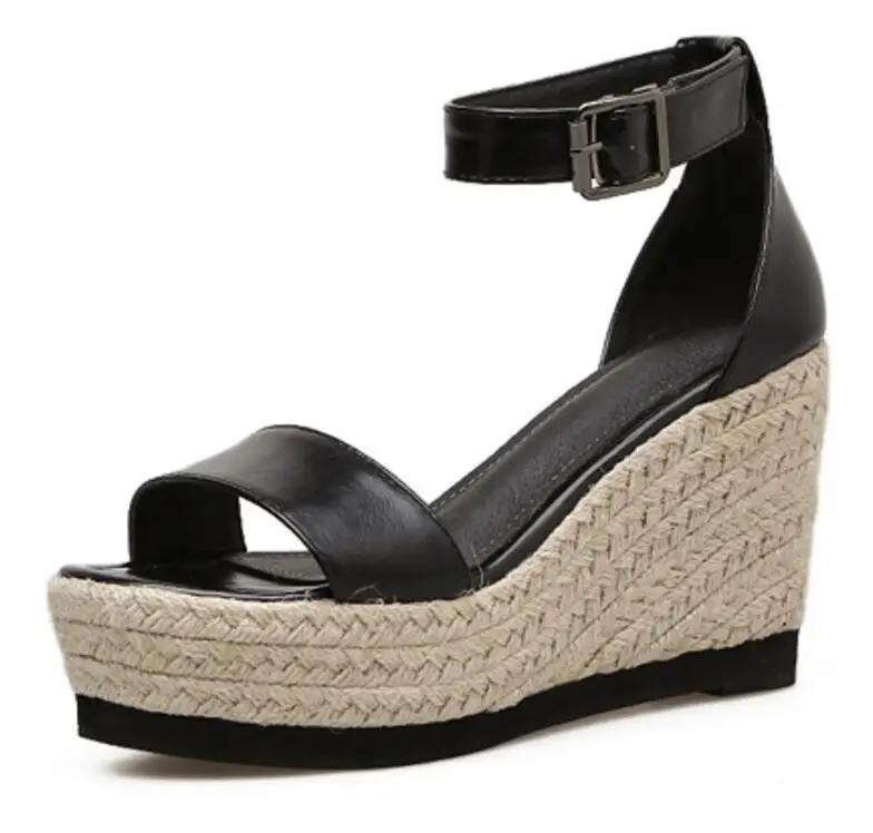 

ladies casual shoes platform high heels pumps woman summer wedge sandals hemp loop women Zapatos Mujer sapato feminino F180341