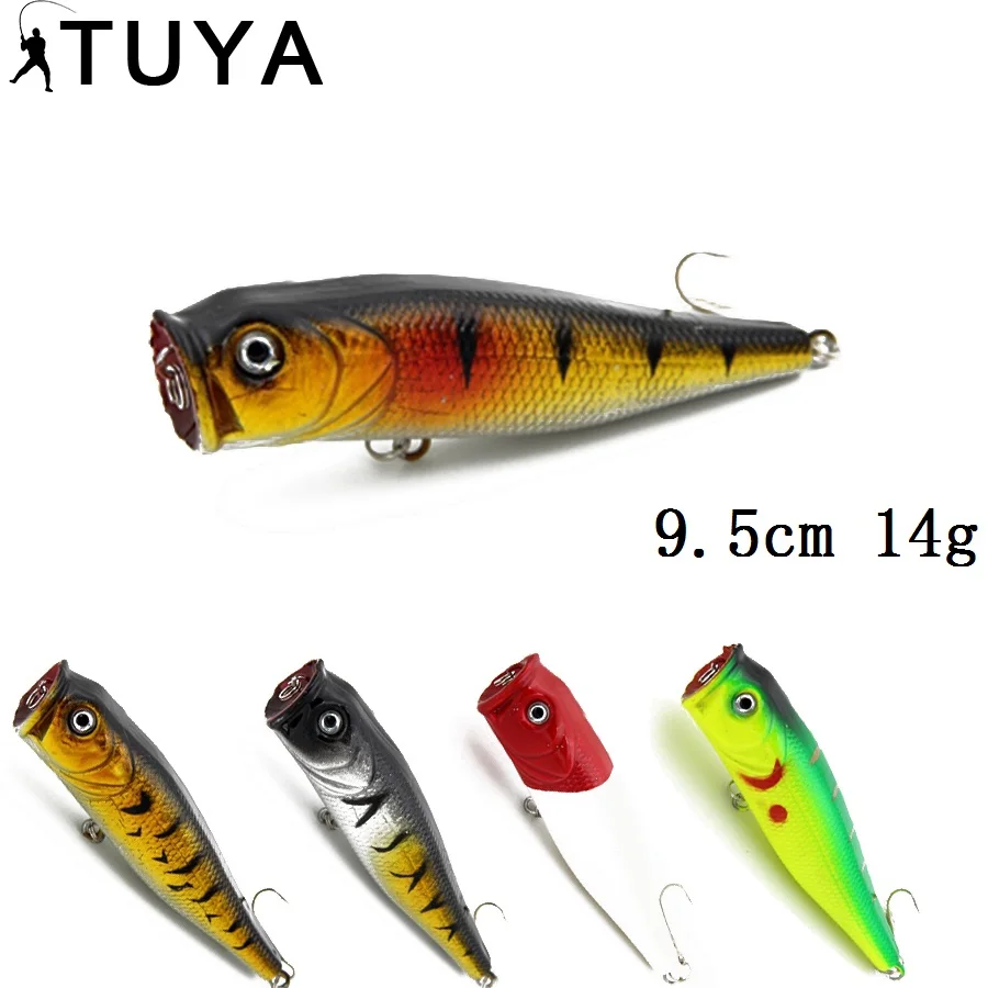 

TUYA Popper Topwater Fishing Lure Floating Top Water Lipless Poper Hard Lure Trolling Minnow Artificial Bait 9.5cm 14g