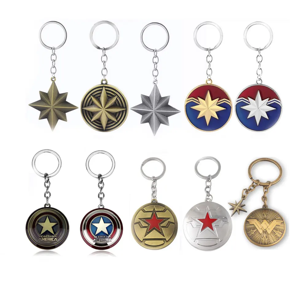 

Wholesale The Avengers Captain Marvel Shield Keychain Superhero Weapon Model Pendant Key Chain Women Men Jewelry Gift