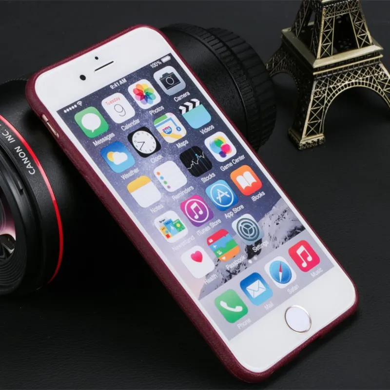 Ультратонкий гибкий силиконовый чехол для iPhone 6 6S кожаный с рисунком чехлы
