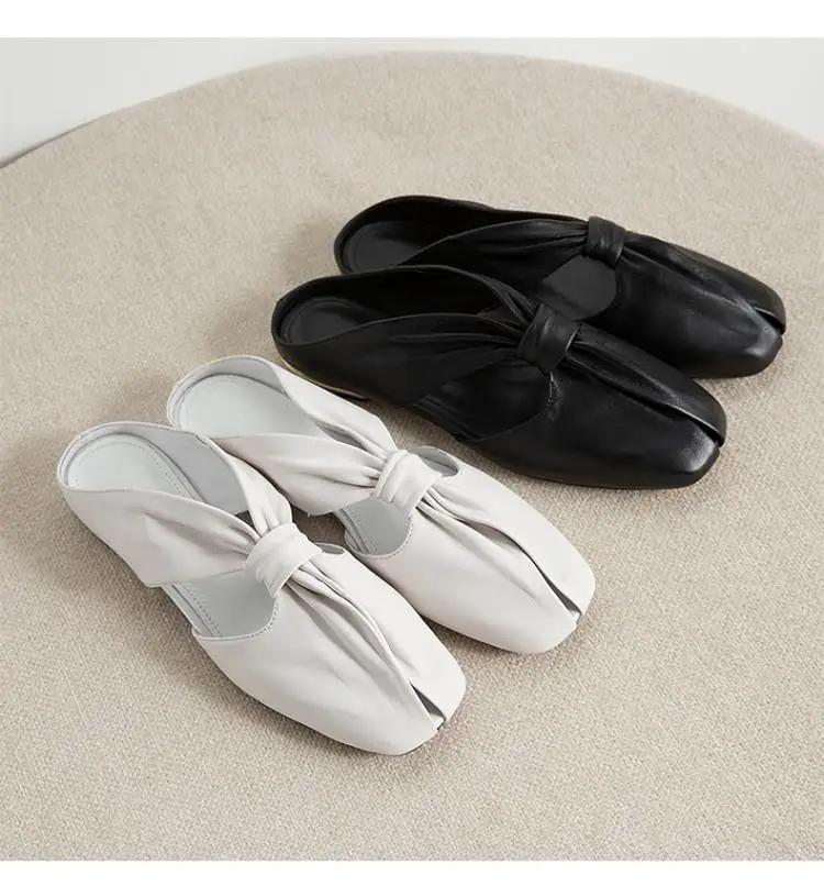 

2019 Sandalias Mujer Korean Stylish Women Slipper Square Toe Summer Beach Women Flats Sweet Bow Tie Chic Shoes Chaussures Femmes