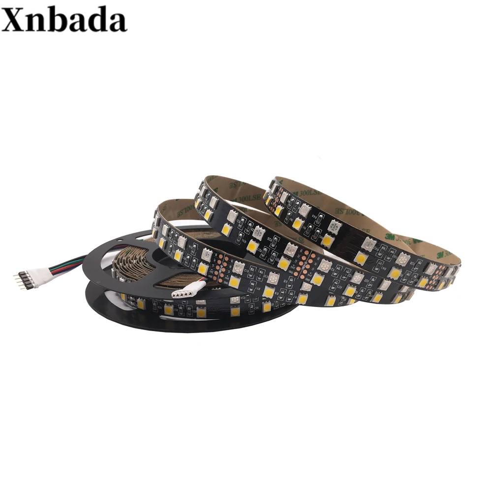 Double Row 5050 RGB/RGBW Led Strip 120Leds/m White/Warm White Led Flexible Light White/Black PCB IP30/IP67 DC12/24V