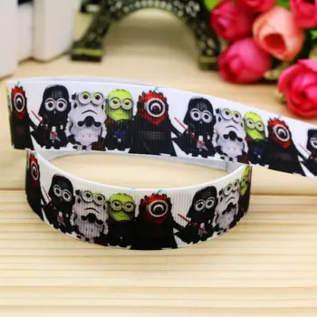 

7/8'' Free shipping star war minion printed grosgrain ribbon hair bow headwear party decoration wholesale OEM 22mm H5225