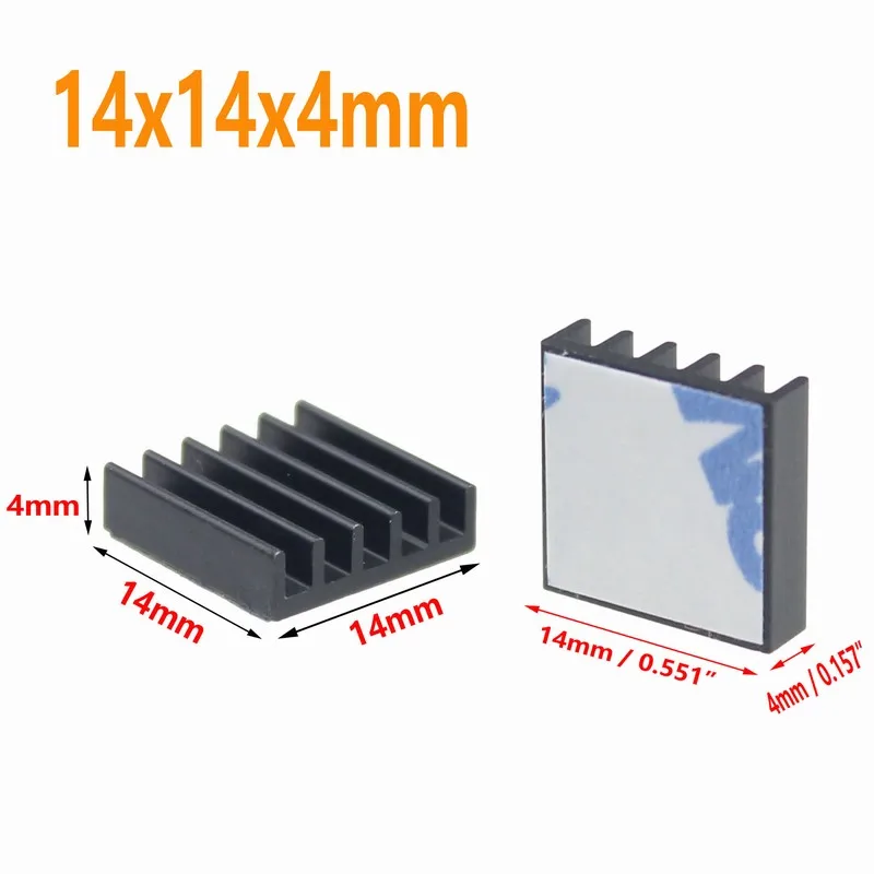 

Gdstime 20 Pieces Black 14X14X4mm Aluminum Heatsink Cooling Cooler Heat IC Chip Sink 14mm x 4mm