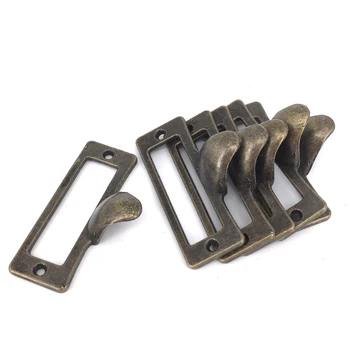 

30PCS 55mm Vintage Label File Name Card Holder Cavity Type cabinet pulls handle bronze Drawer Pull label holders Label Frames