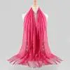 hot pink Хиджабы женские мусульманские исламские кисточкой Кружева полые длинные хиджаб шарф платок wrap d90404 - Цвет: hot pink