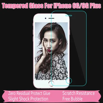 

Ultra-Thin For iPhone 6G 4.7''&Plus 5.5'' 100pcs/lot Tempered-Glass Film Screen Protector Cover Guard Shield Free Shipping