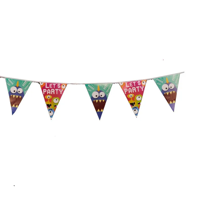 

Cartoon Decoration Monster Pattern Hanging Flag Setting Atmosphere Party Charm Party Supplies Arrangement Birthday Party