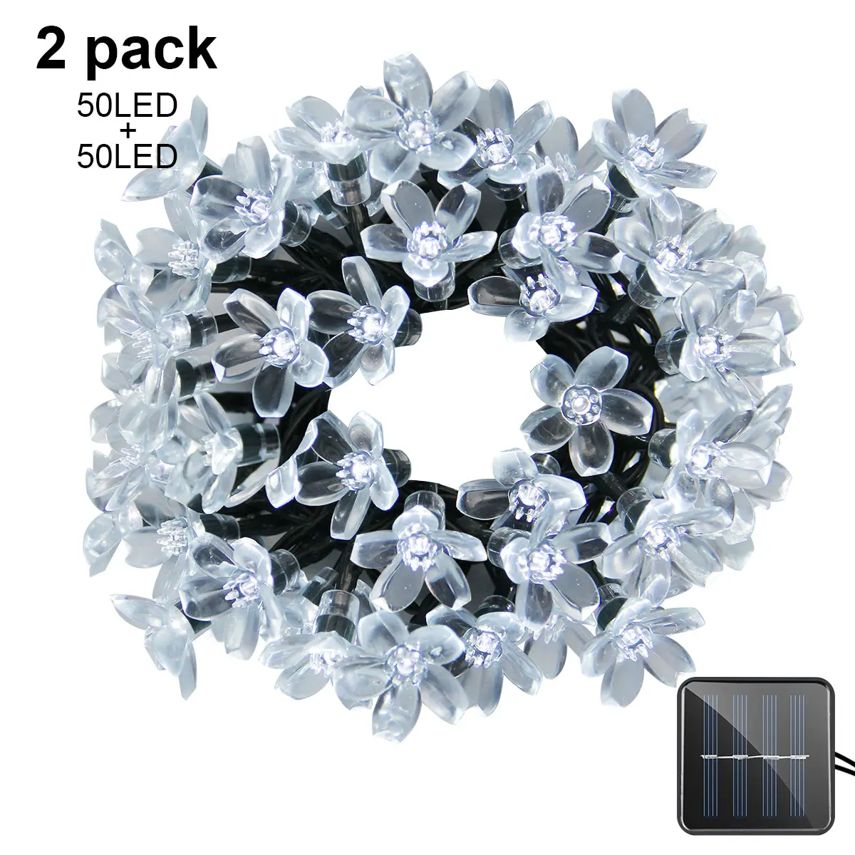 Solar String Lights 21ft 50 LED Fairy Flower Blossom Decorative Light Indoor Garden Patio Party Xmas Tree Decorations 2-PACK Solar String Lights 21ft 50 LED Fairy Flower Blossom Decorative Light Indoor Garden Patio Party Xmas Tree Decorations 2-PACK