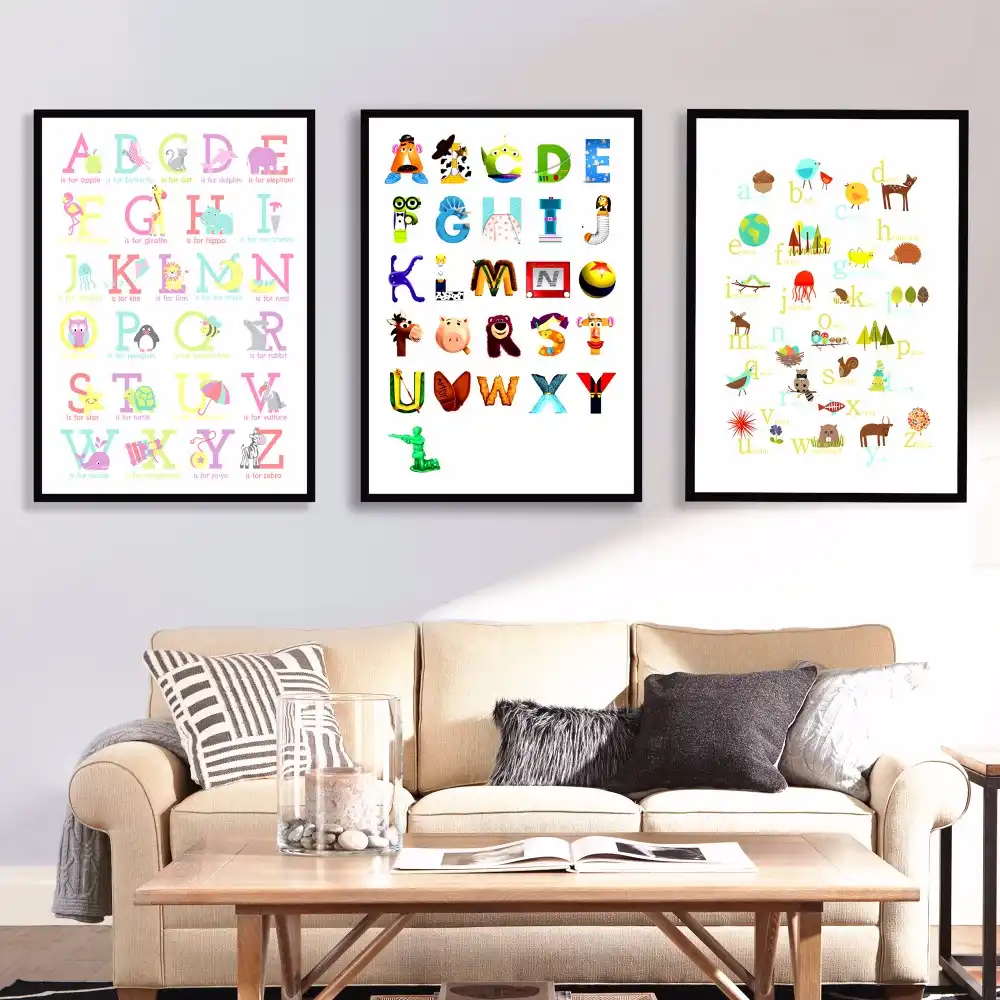poster con impresion estilo cuadro de animales del alfabeto para ninos cuadros decorativos de pared para habitacion de ninos sin marco accesorios