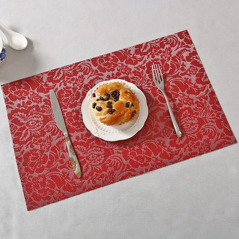 Balleenshiny 45x30 سنتيمتر مكان حصيرة pvc الجدول القماش سادة طاولة الطعام حصيرة للماء لجدول اكسسوارات الديكور