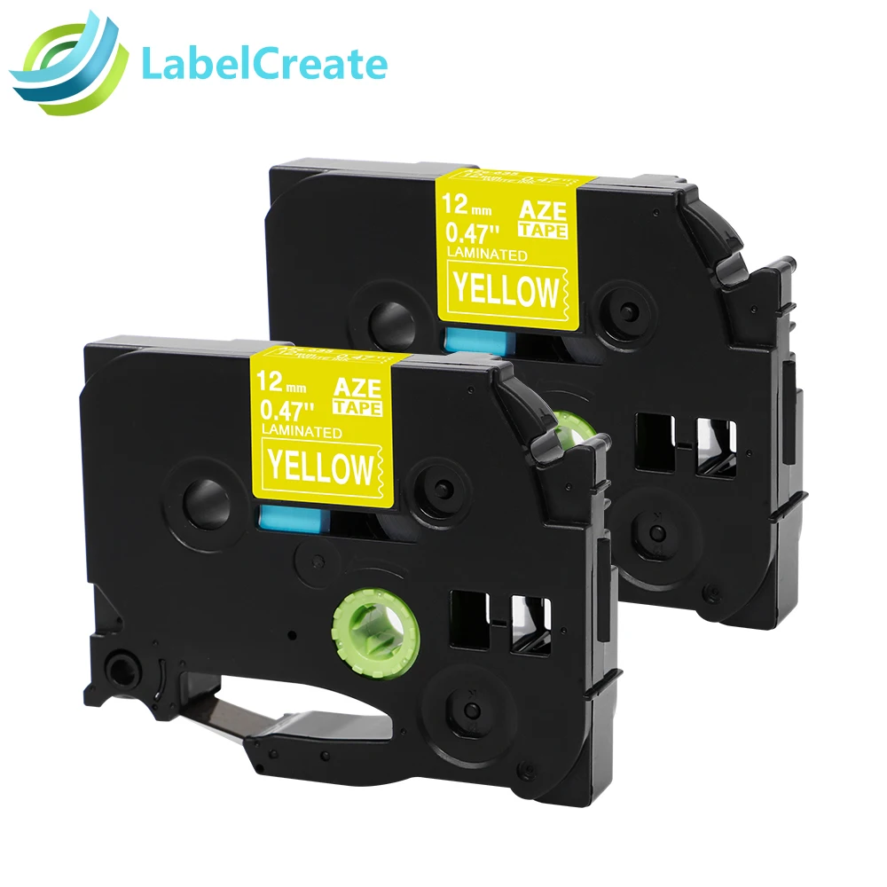 

2 Pcs Compatible Brother Label printer TZe 635 TZe-635 TZe635 TZ635 12mm Tze Tape White on Yellow Brother P-touch Label Printer