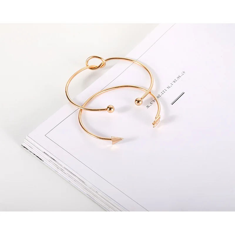 Personality Arrow Knot Open Bracelet Woman Chain Gold Silver Bracelets and Bracelets Women