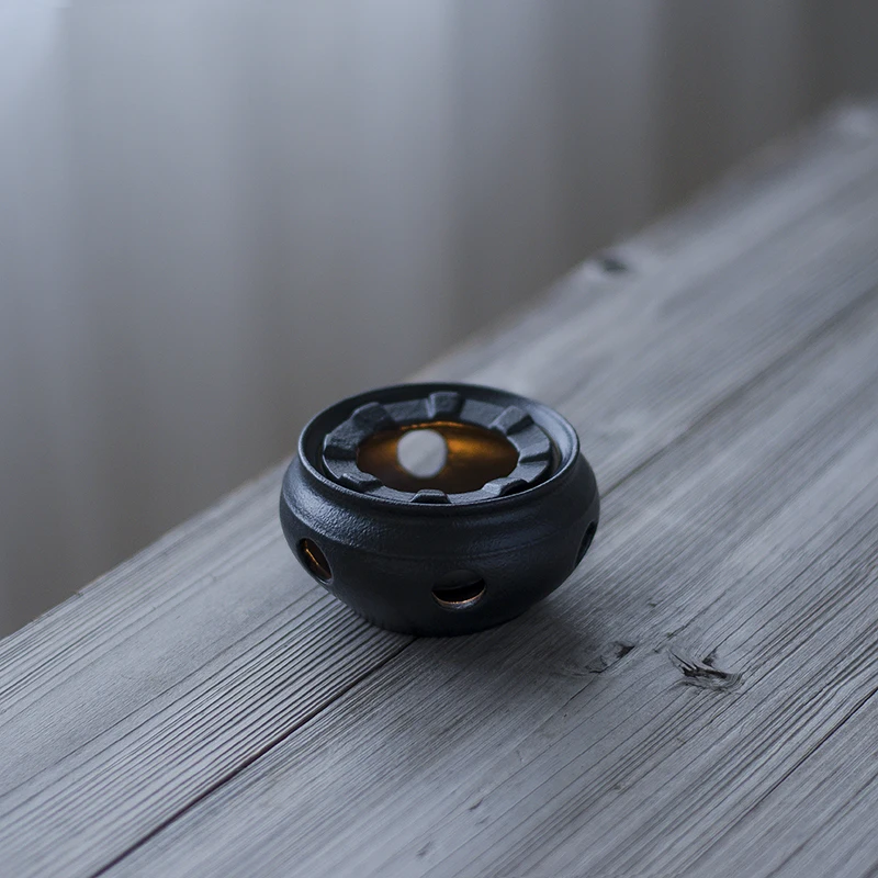 Старинная черная дзен грубая керамика чайная плита керамический подсвечник
