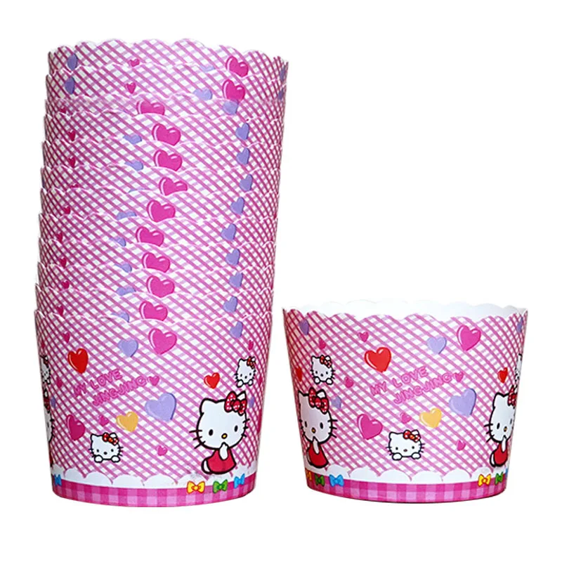 

50pcs Cute Pink Lovely Kitty Love Heart bowknot Muffin Cupcake Paper Cups for wedding birthday Party Decoration Disposable Tools